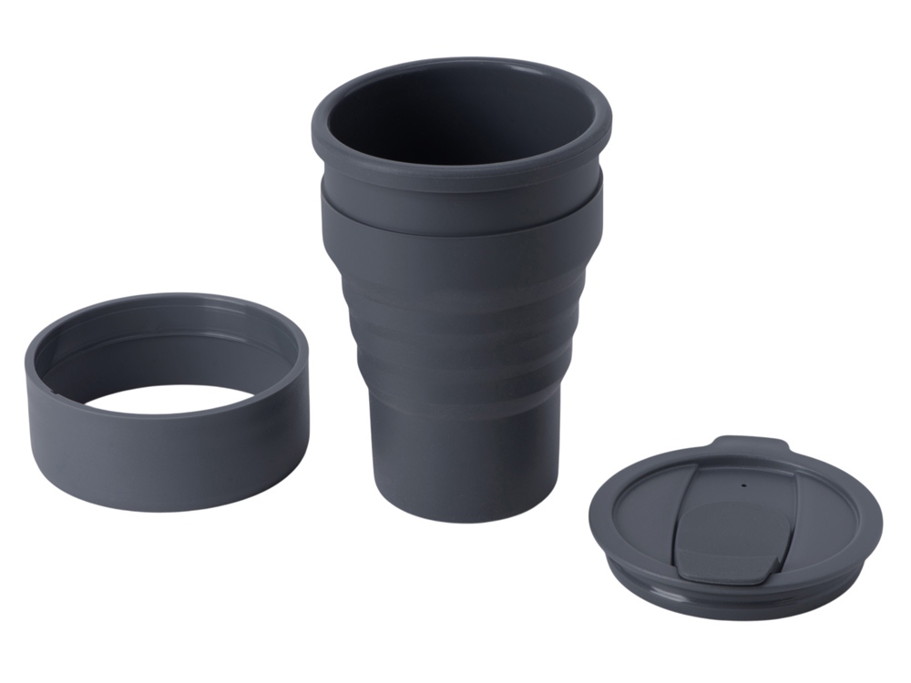Силиконовый складной стакан «GoCup», темно-серый — изображение 3