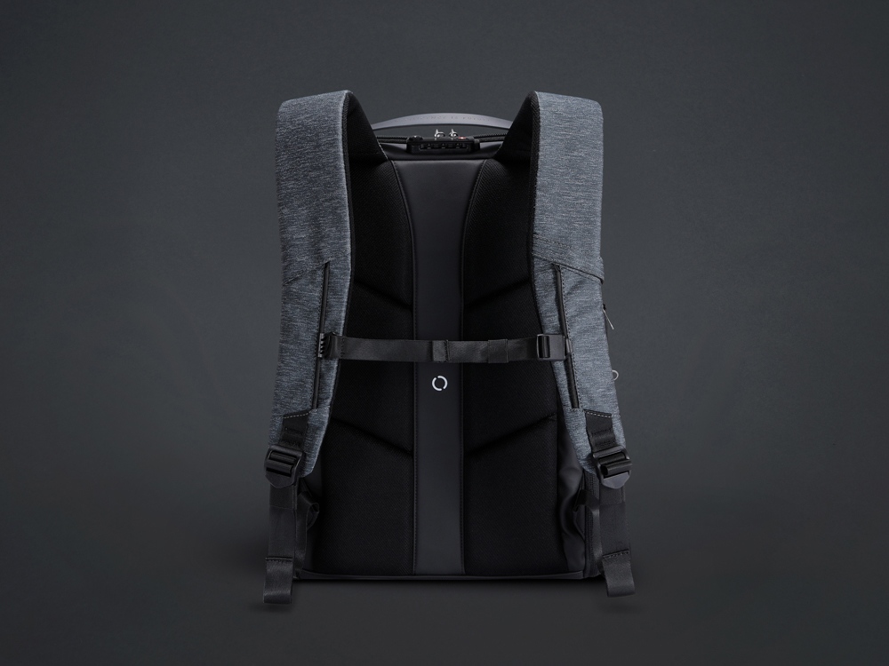 Водостойкий антикражный рюкзак FlexPackPro для ноутбука 15.6", серый/черный — изображение 4