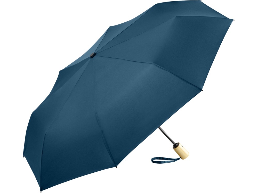 Зонт складной из бамбука «ÖkoBrella» полуавтомат, синий нэйви