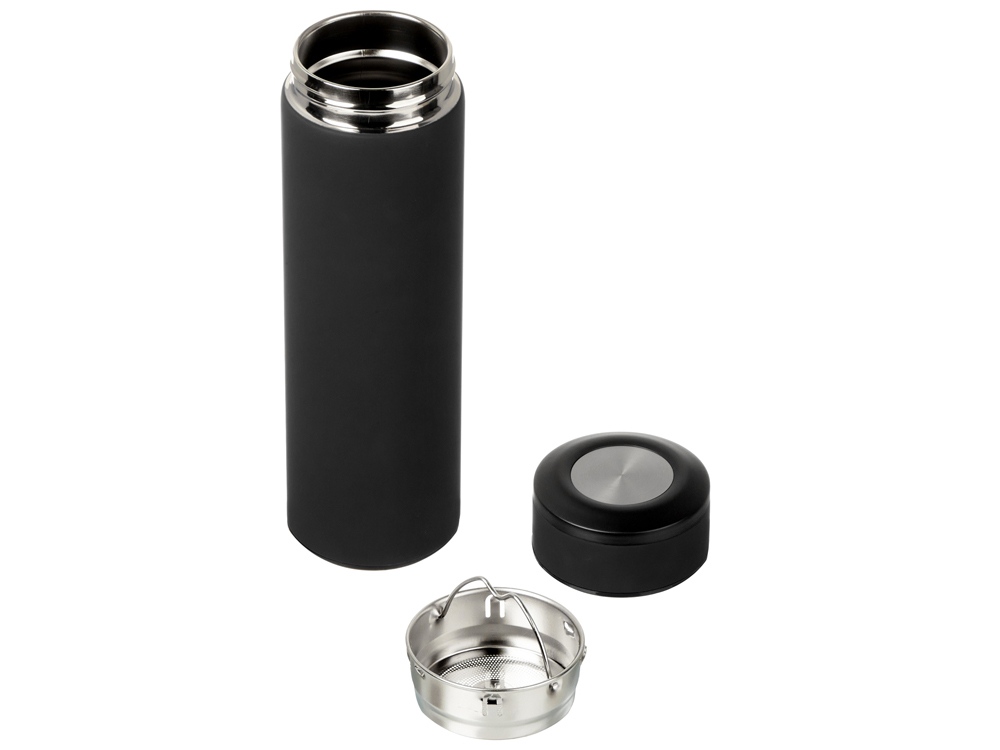 Вакуумный термос "Vacuum Flask C1", soft touch, 420мл, черный/серебристый — изображение 2