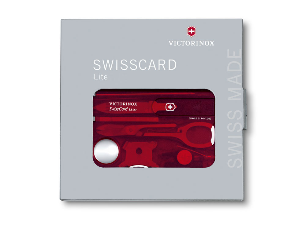Швейцарская карточка «SwissCard Lite», 13 функций, полупрозрачный красный — изображение 3