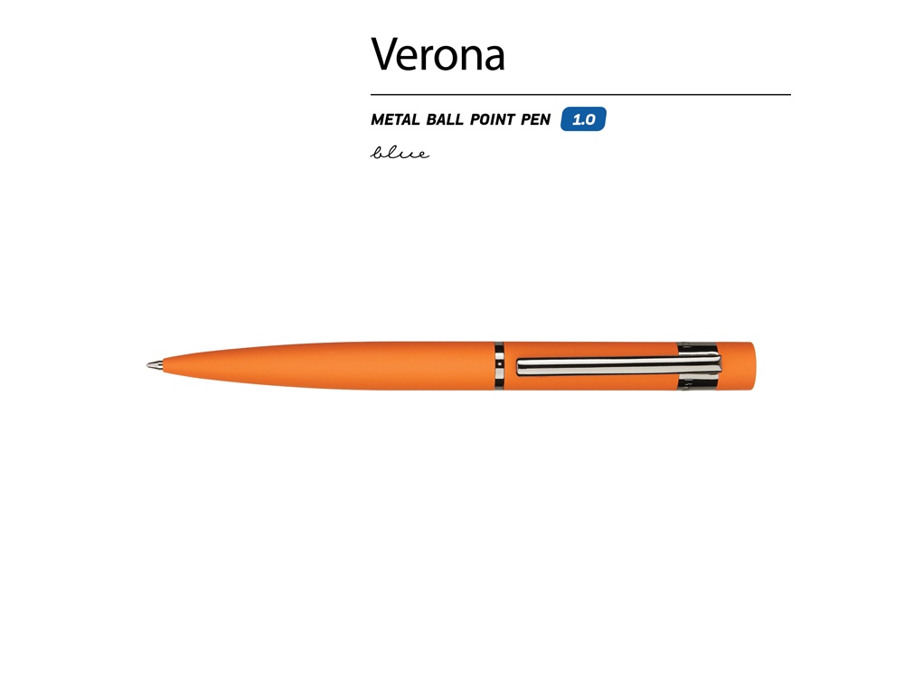 Ручка металлическая шариковая «Verona», софт-тач, оранжевый — изображение 2