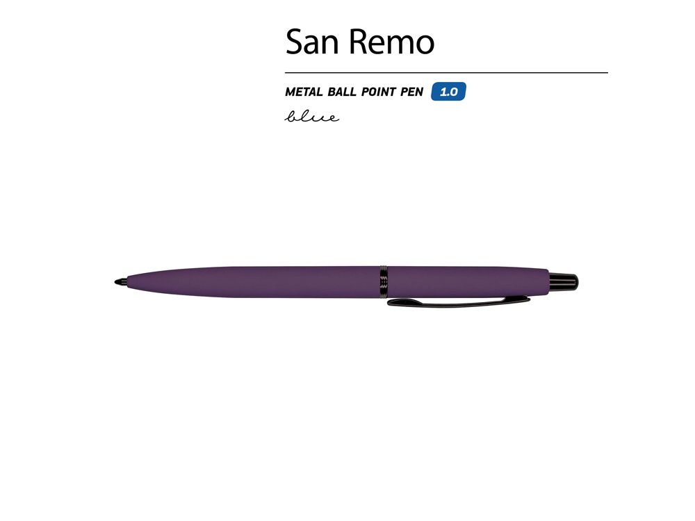 Ручка металлическая шариковая «San Remo», софт-тач, фиолетовый — изображение 2