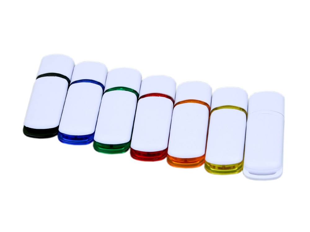 USB 3.0- флешка на 128 Гб с цветными вставками, белый/оранжевый — изображение 4
