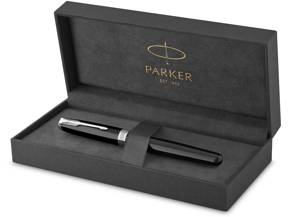 Перьевая ручка Parker Sonnet, F, черный, серебристый — изображение 2
