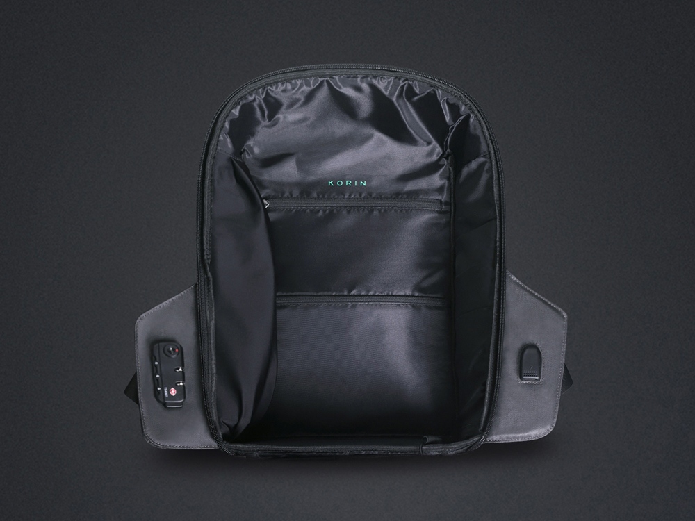 Водостойкий антикражный рюкзак Hipack для ноутбука 15.6", черный — изображение 15