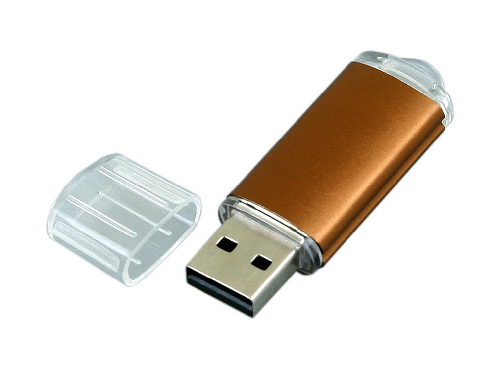 USB 2.0- флешка на 32 Гб с прозрачным колпачком, коричневый — изображение 2